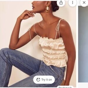 Reformation Cream viviana top Large